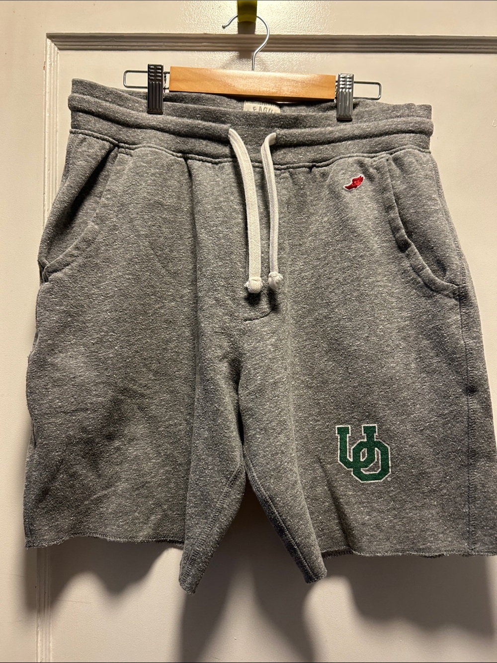 University of Oregon Men’s Gray Shorts with White Drawstring and Red Accent